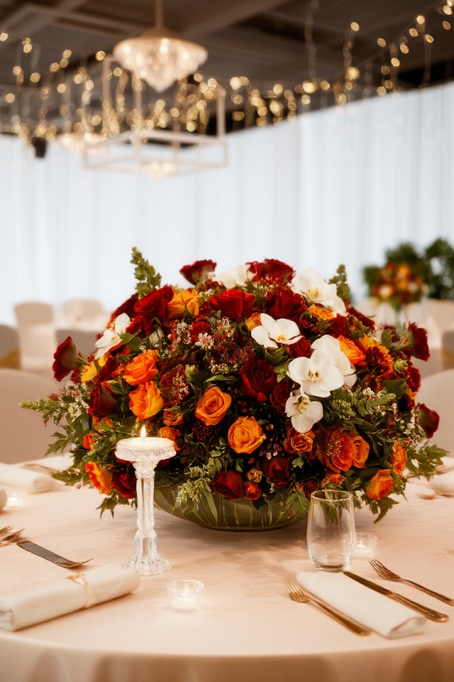 colorful floral arrangements enhance