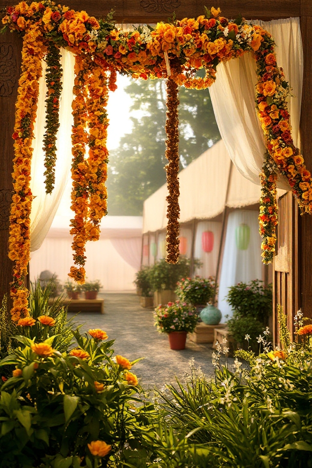 colorful floral garlands decoration