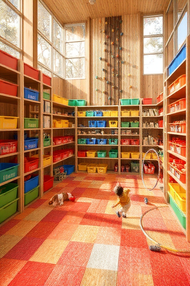 colorful organized kids storage
