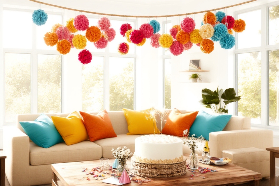 colorful pom pom garlands