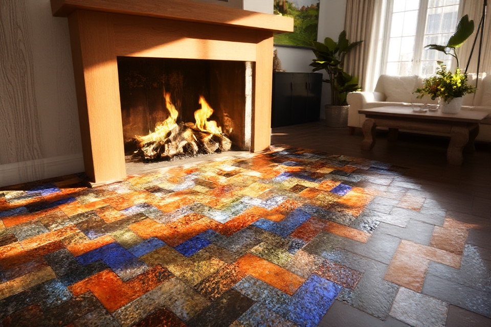 colorful tile hearth designs