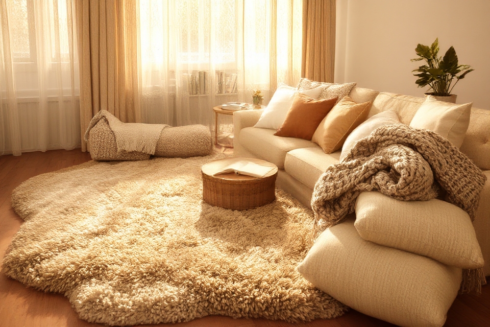 cozy apartment textile layering