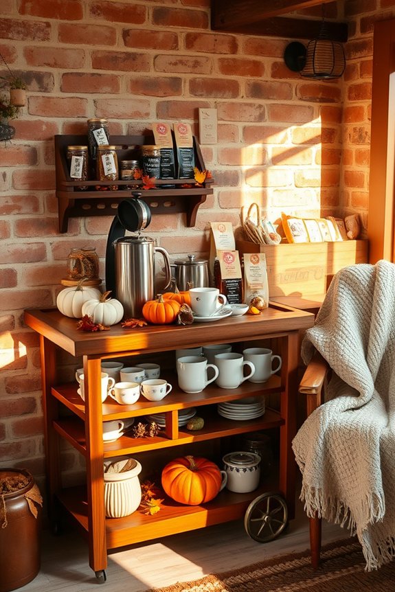 cozy autumn hot beverage station