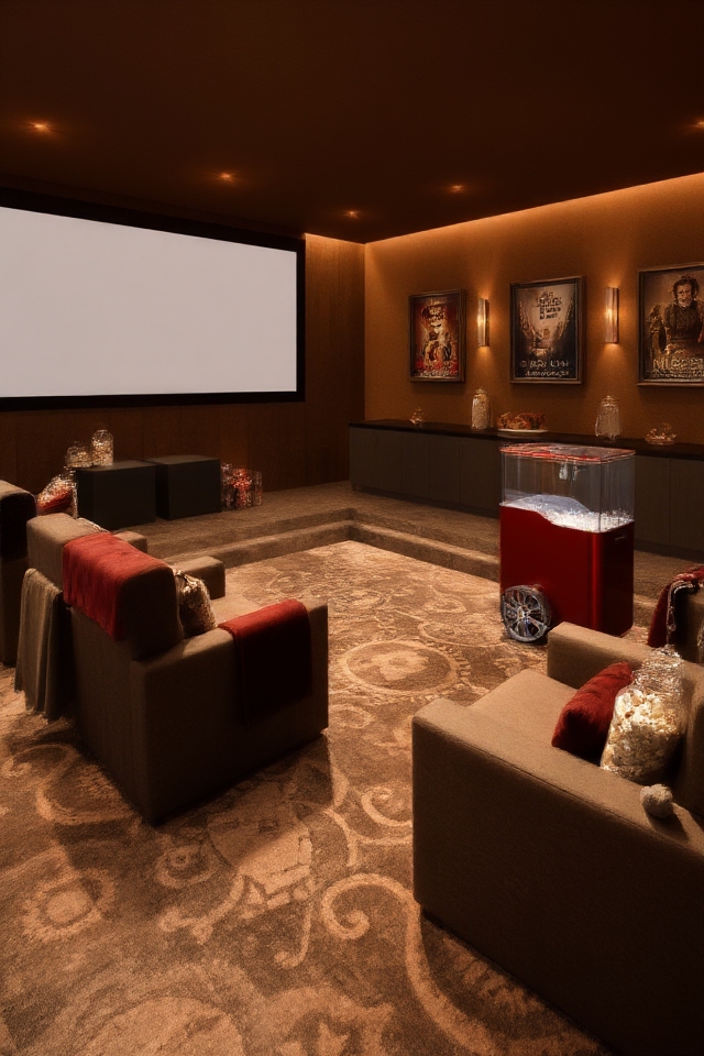 cozy basement movie theater
