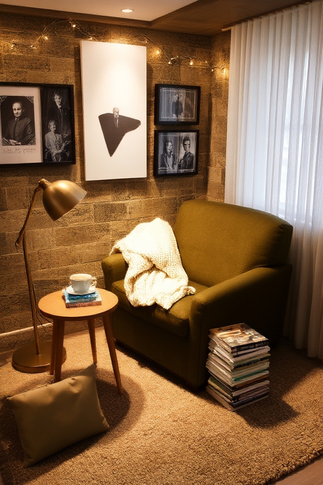 cozy basement reading nook