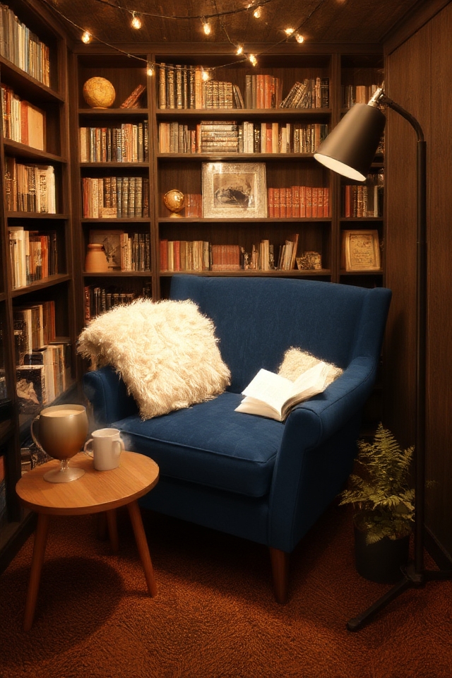 cozy basement reading nook