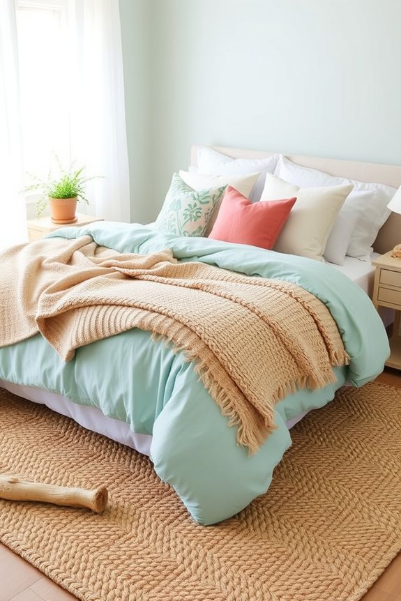 cozy beach bedroom layering