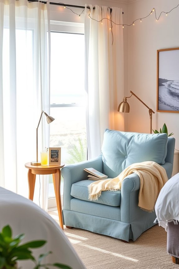 cozy beach house reading nook