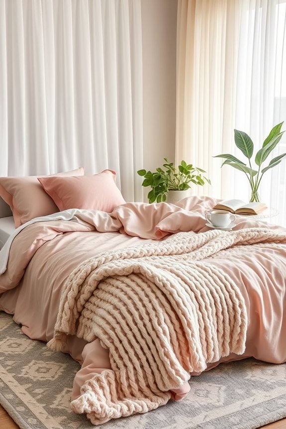 cozy bedroom with textiles