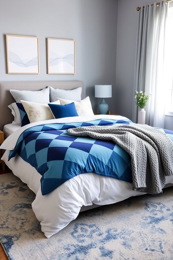 cozy blue bedroom patterns