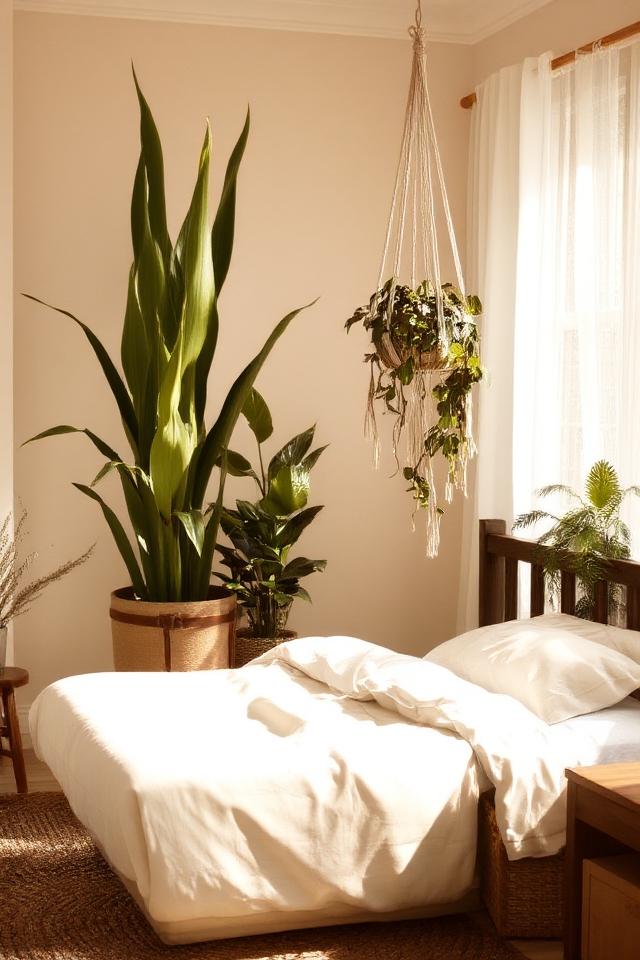 cozy botanical bedroom accents