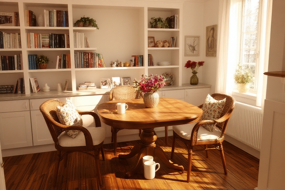 cozy breakfast nook setup