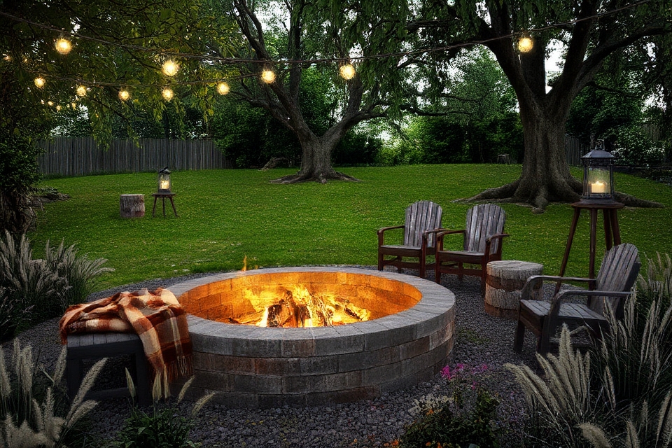 cozy budget friendly firepit area