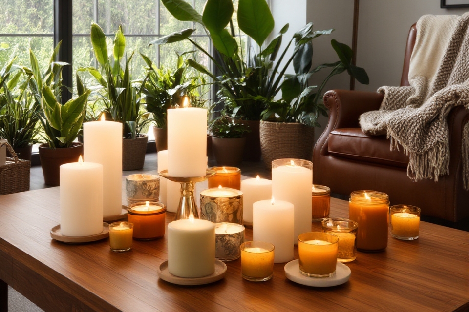 cozy candle collection curation