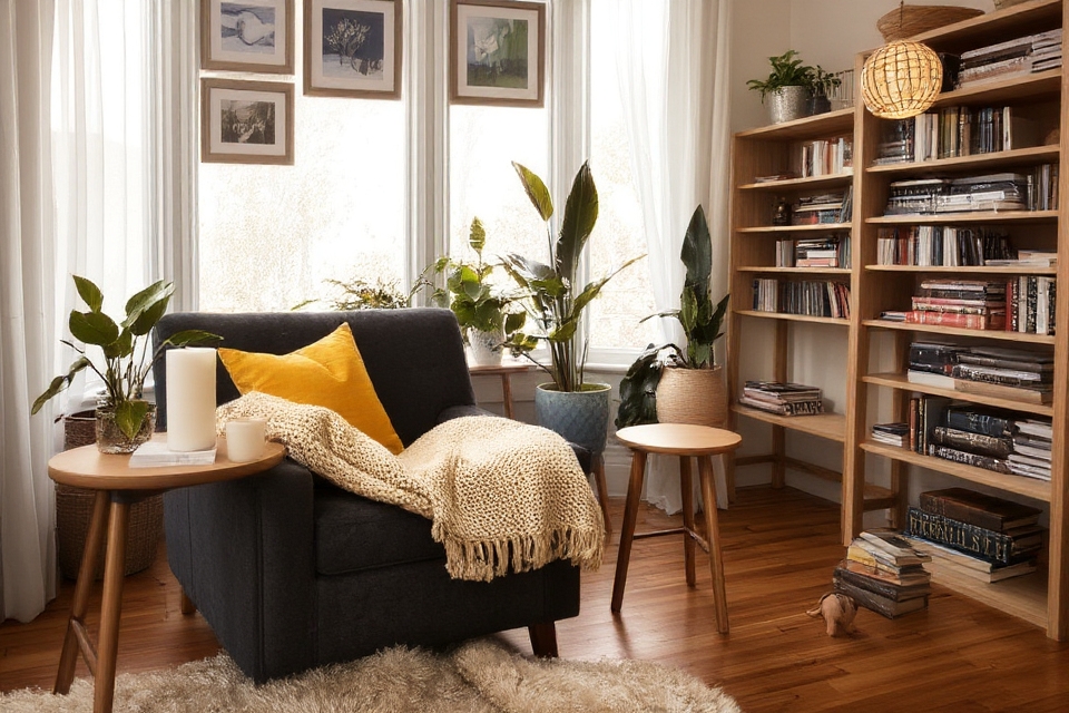 cozy chair warm lighting