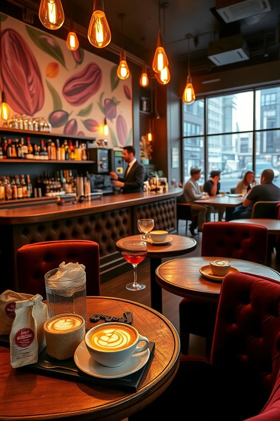 cozy coffee themed bar restaurant