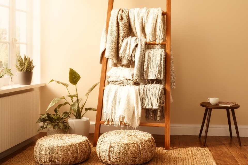 cozy decorative blanket display