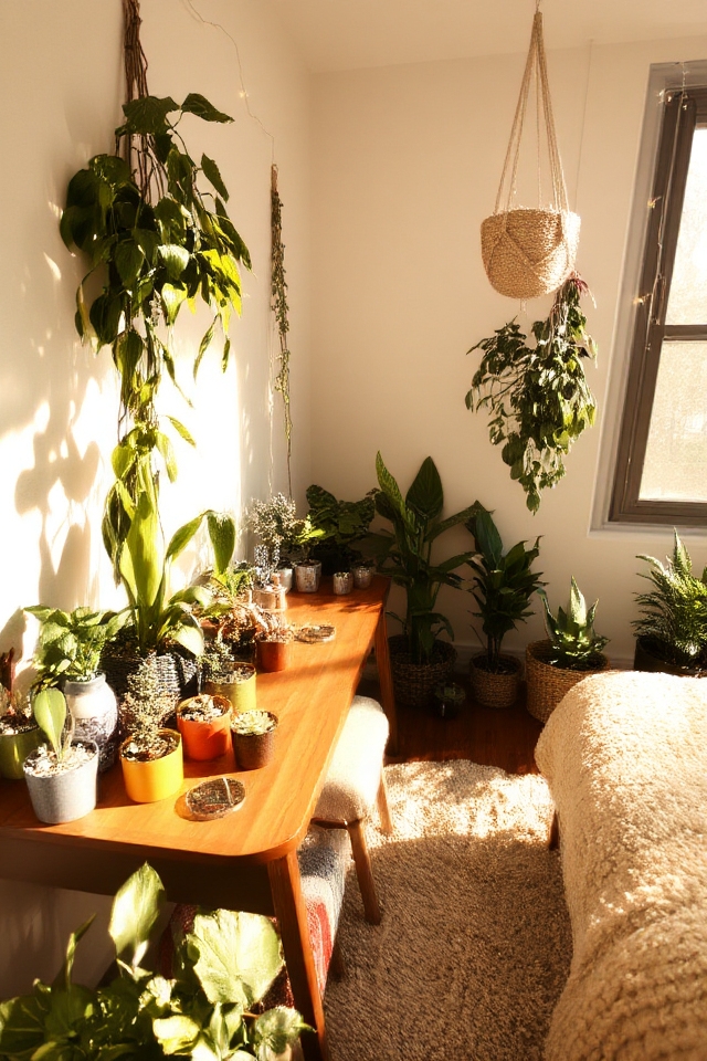 cozy dorm room greenery