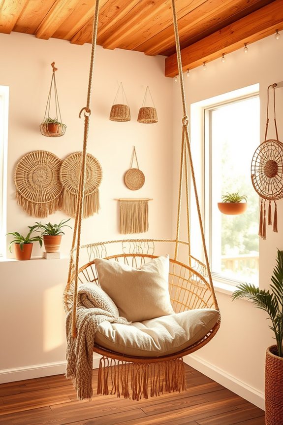cozy earthy rattan swing