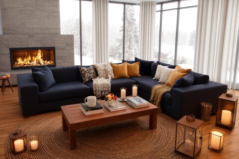 cozy fire feature ambiance