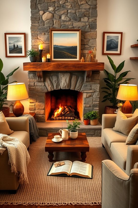 cozy fireplace seating ambiance