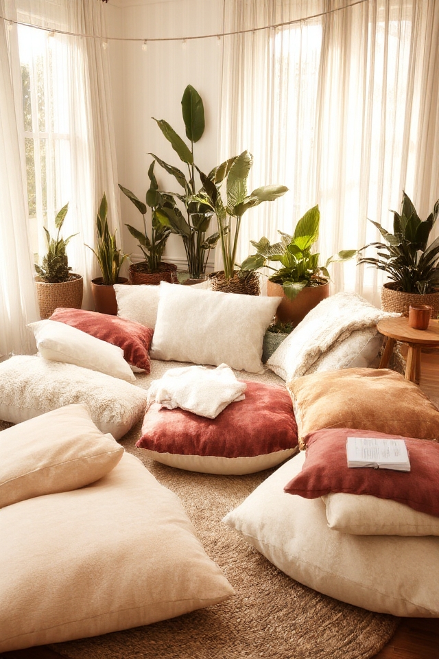 cozy floor cushion nook