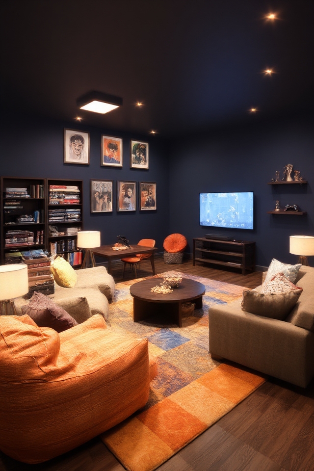 cozy fun filled game room