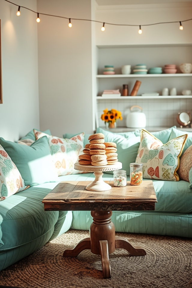 cozy ice cream seating area