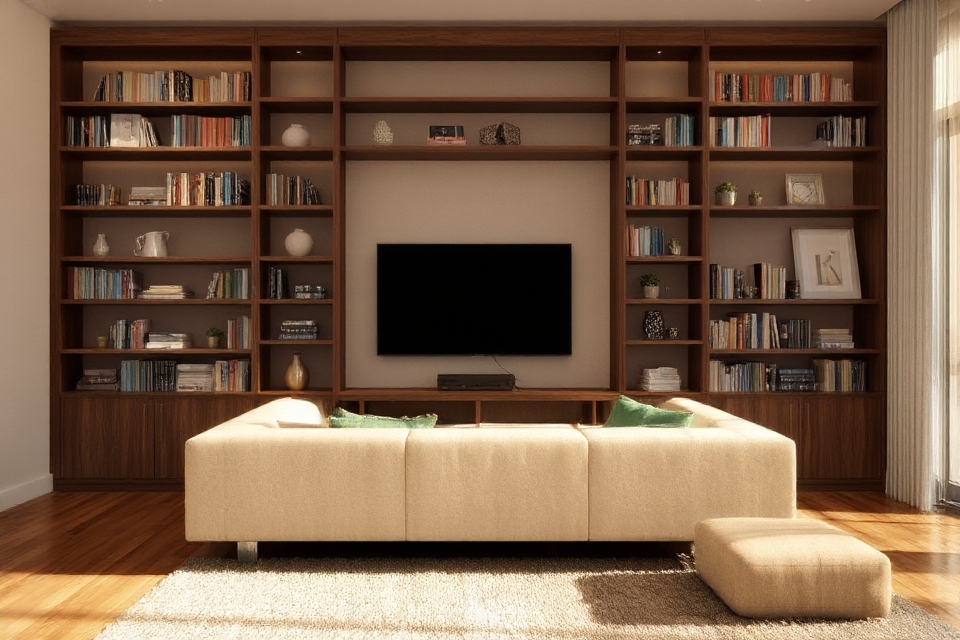 cozy integrated bookshelf design