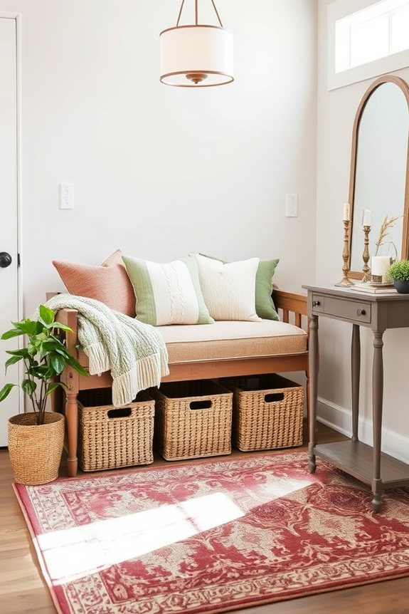 cozy inviting entryway bench