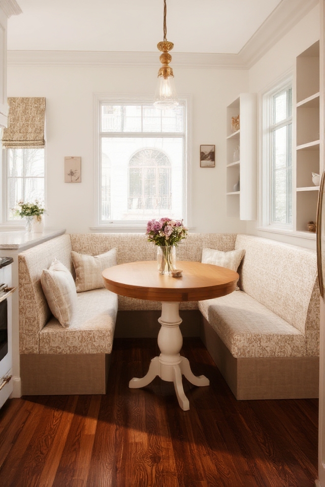 cozy kitchen banquette nook