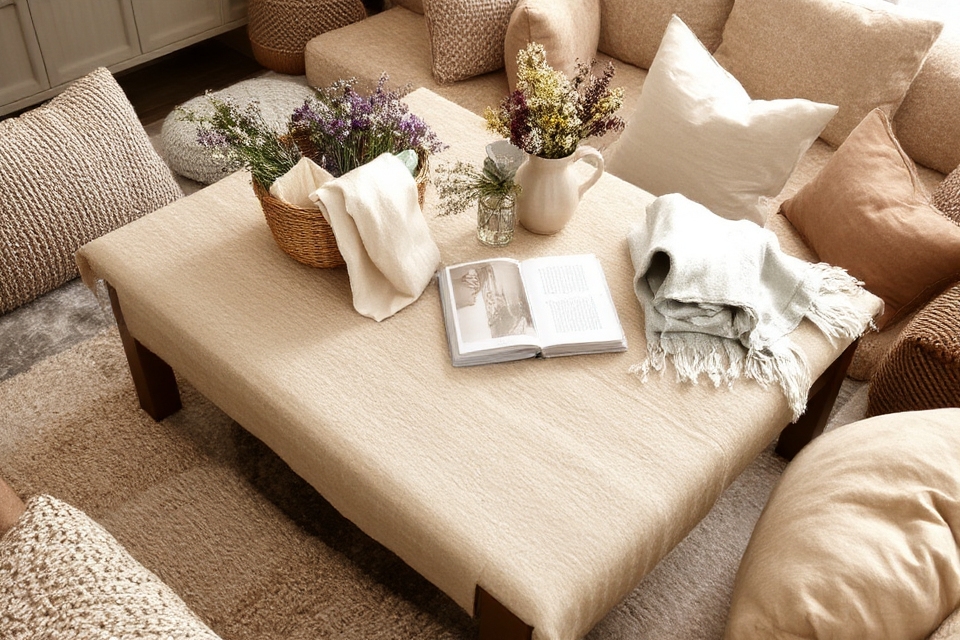 cozy layered textile decor
