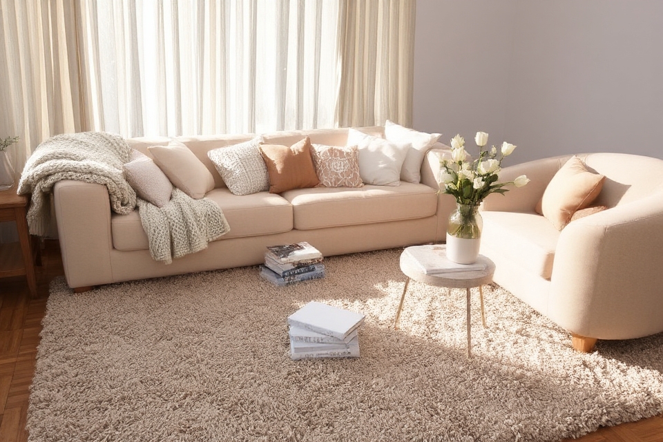 cozy layered textile decor