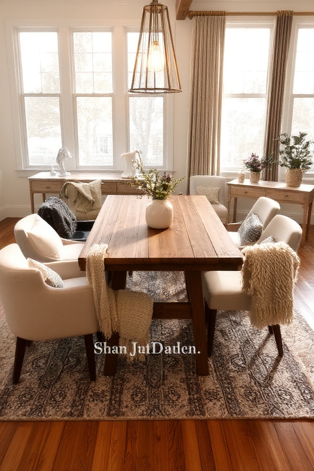 cozy modern farmhouse dining