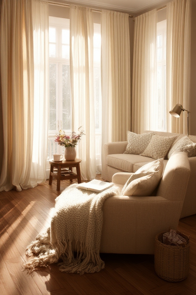 cozy natural fabric curtains