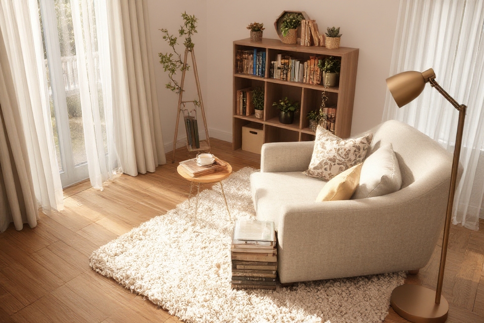 cozy nook with textiles