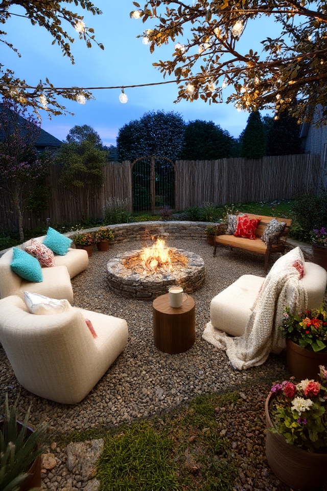 cozy outdoor fire pit area