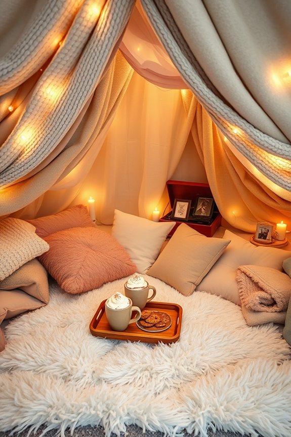 cozy romantic blanket fort
