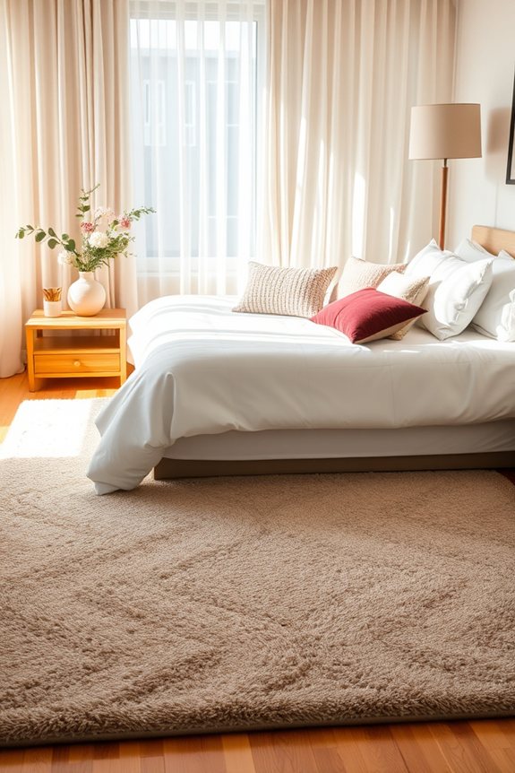 cozy rug enhances bedroom warmth