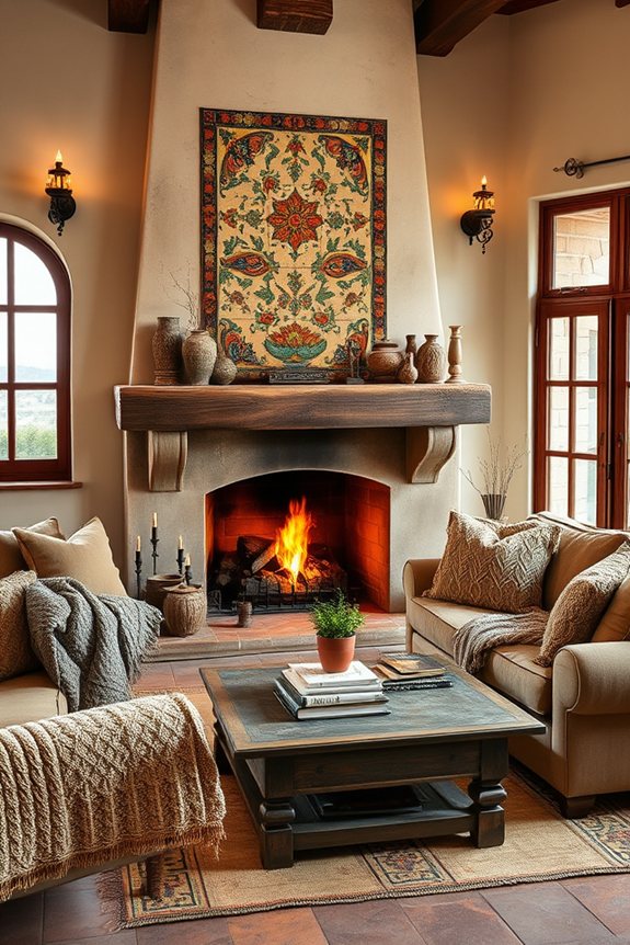 cozy rustic fireplace focal point