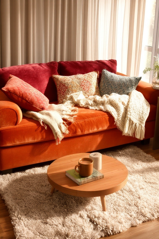 cozy soft textiles layering