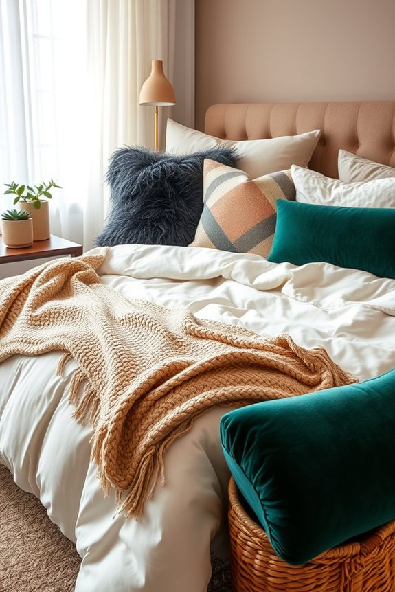 cozy textured bedding layers