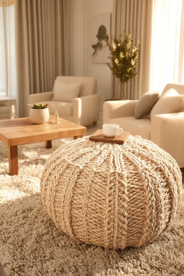 cozy versatile knitted pouf