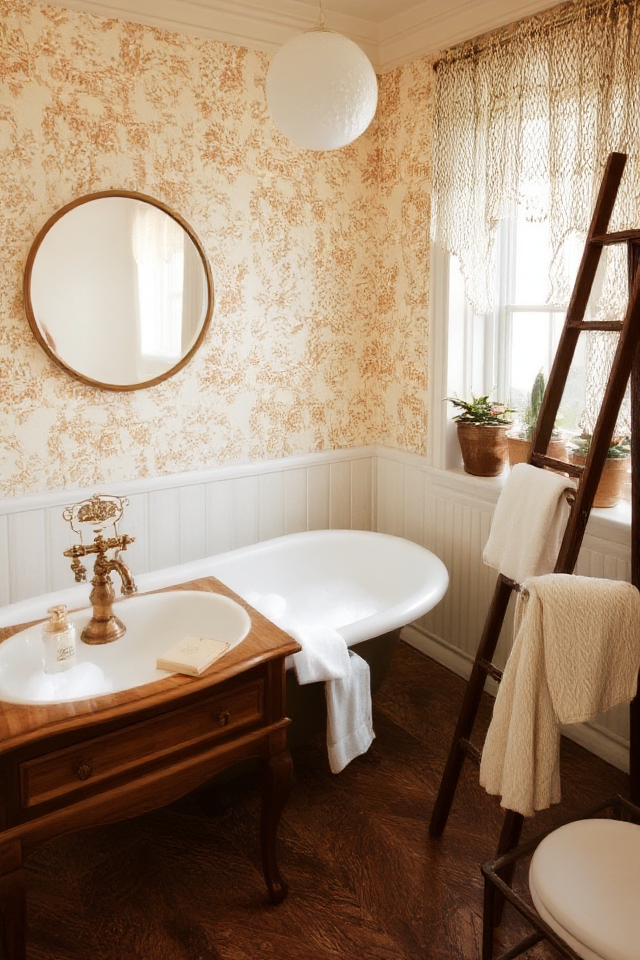 cozy vintage bathroom accents