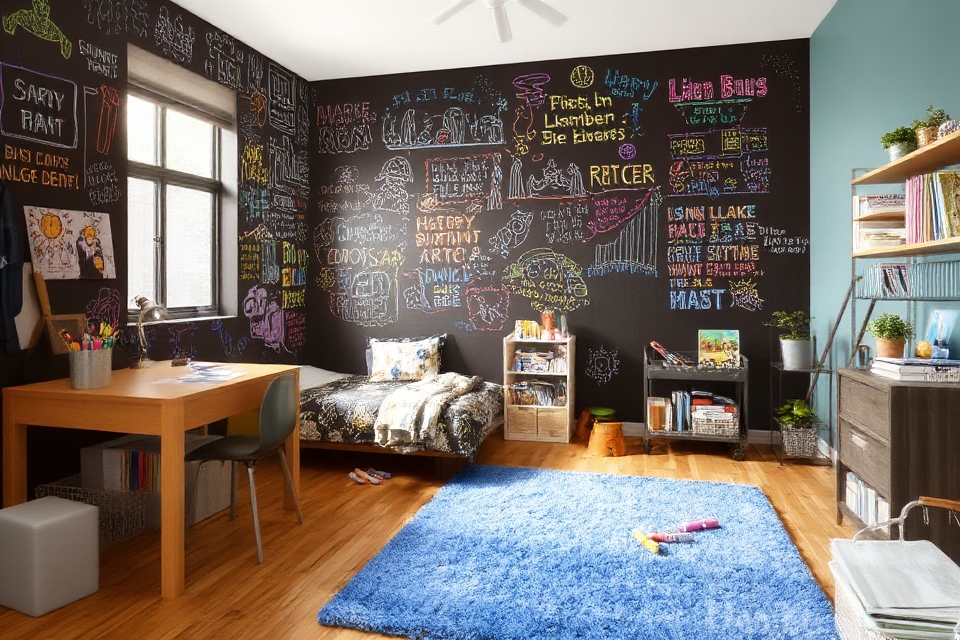 creative chalkboard wall installation