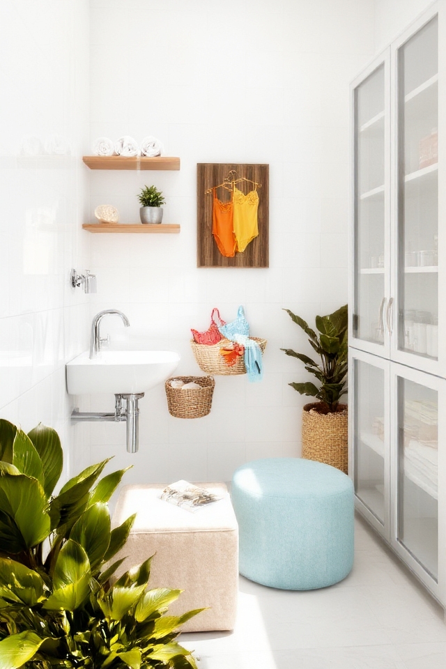 creative organized pool bathroom