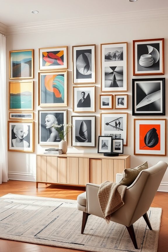 curate eclectic art display
