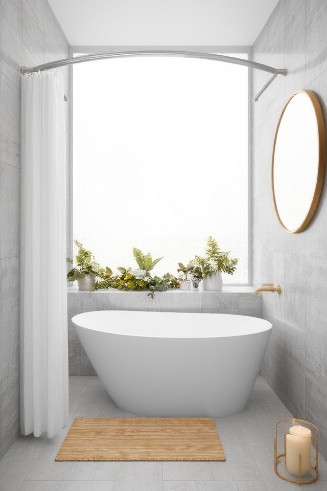 curved rod enhances shower space