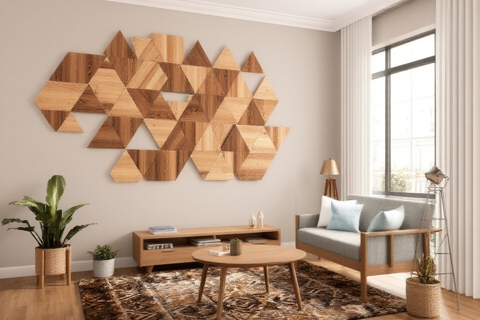 custom geometric wooden art