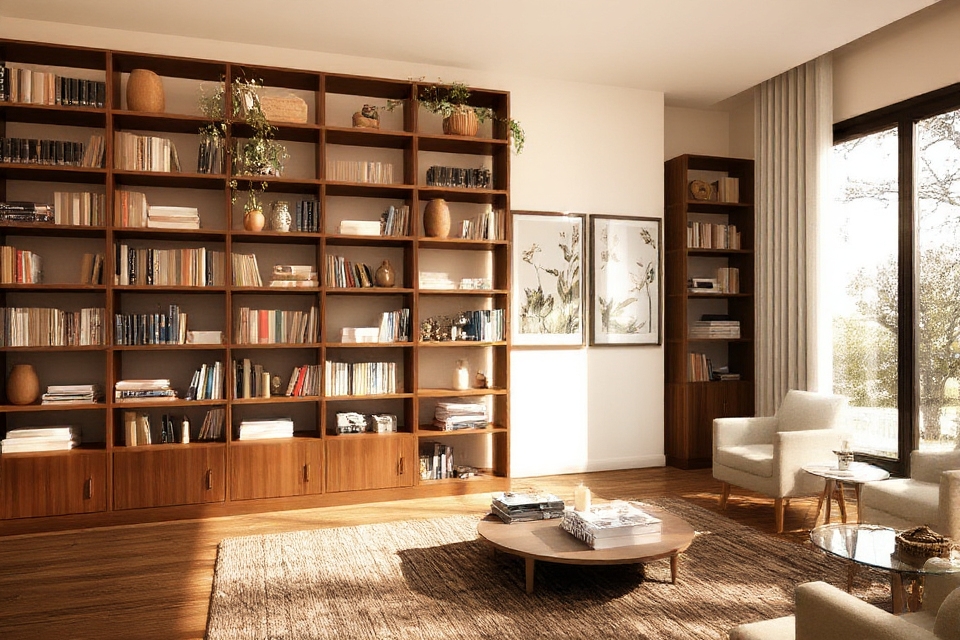 custom shelving enhances decor